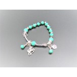 Crystal Bracelet - Green color beads with flower and horse